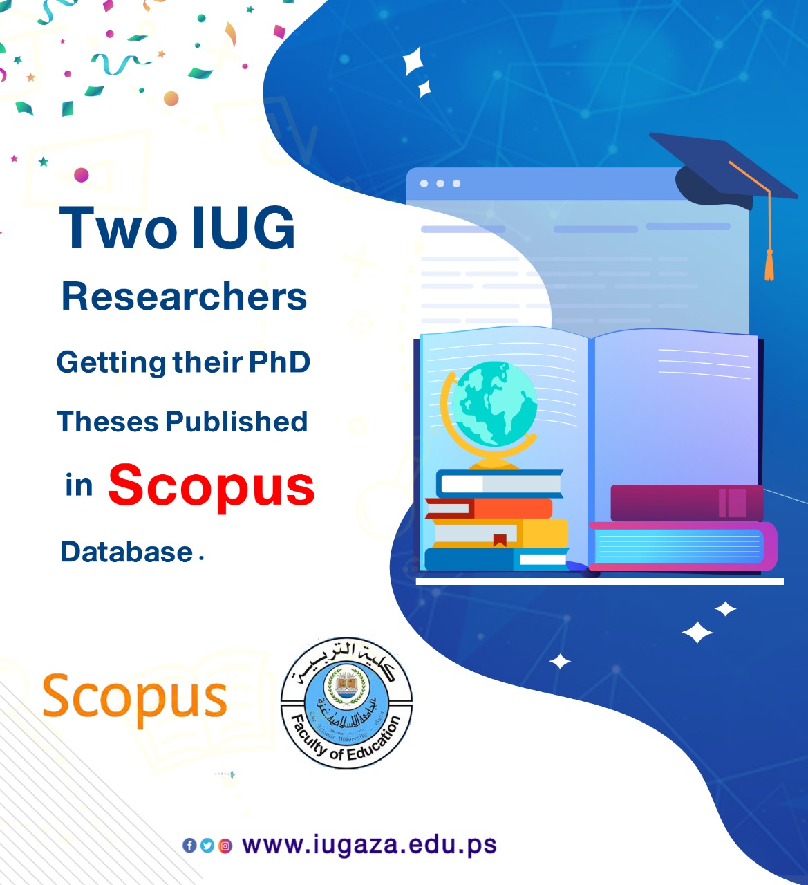 Two IUG Researchers Getting Their PhD Theses Published in Scopus Database